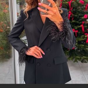 ZARA feather black blazer (small)